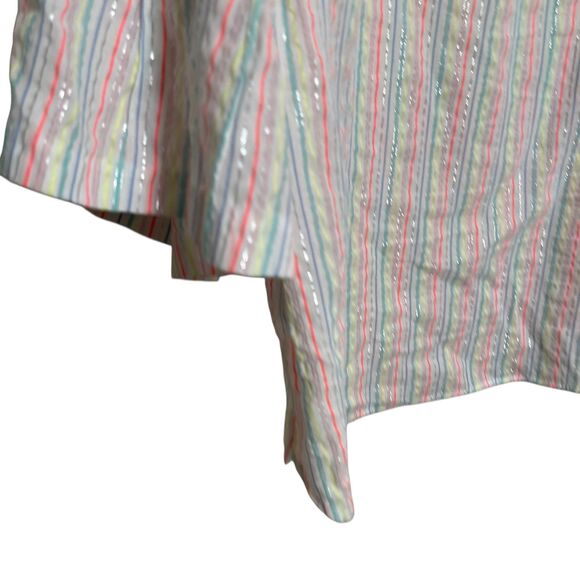 A New Day Blouse Women's XXL Metallic Striped Colorful Short Sleeve V-Neck Top - Picture 7 of 11